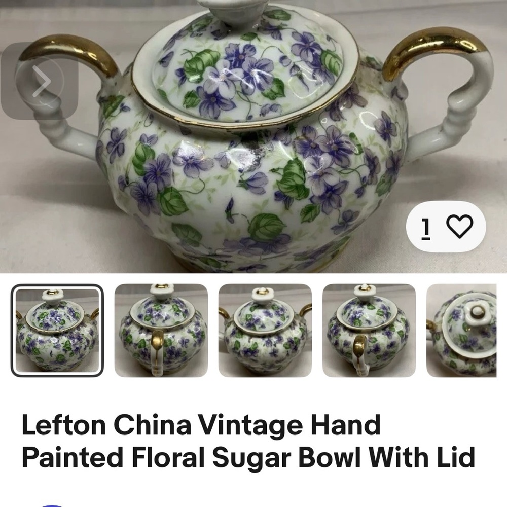 Floral Ceramic Vase with Purple and Green Accents